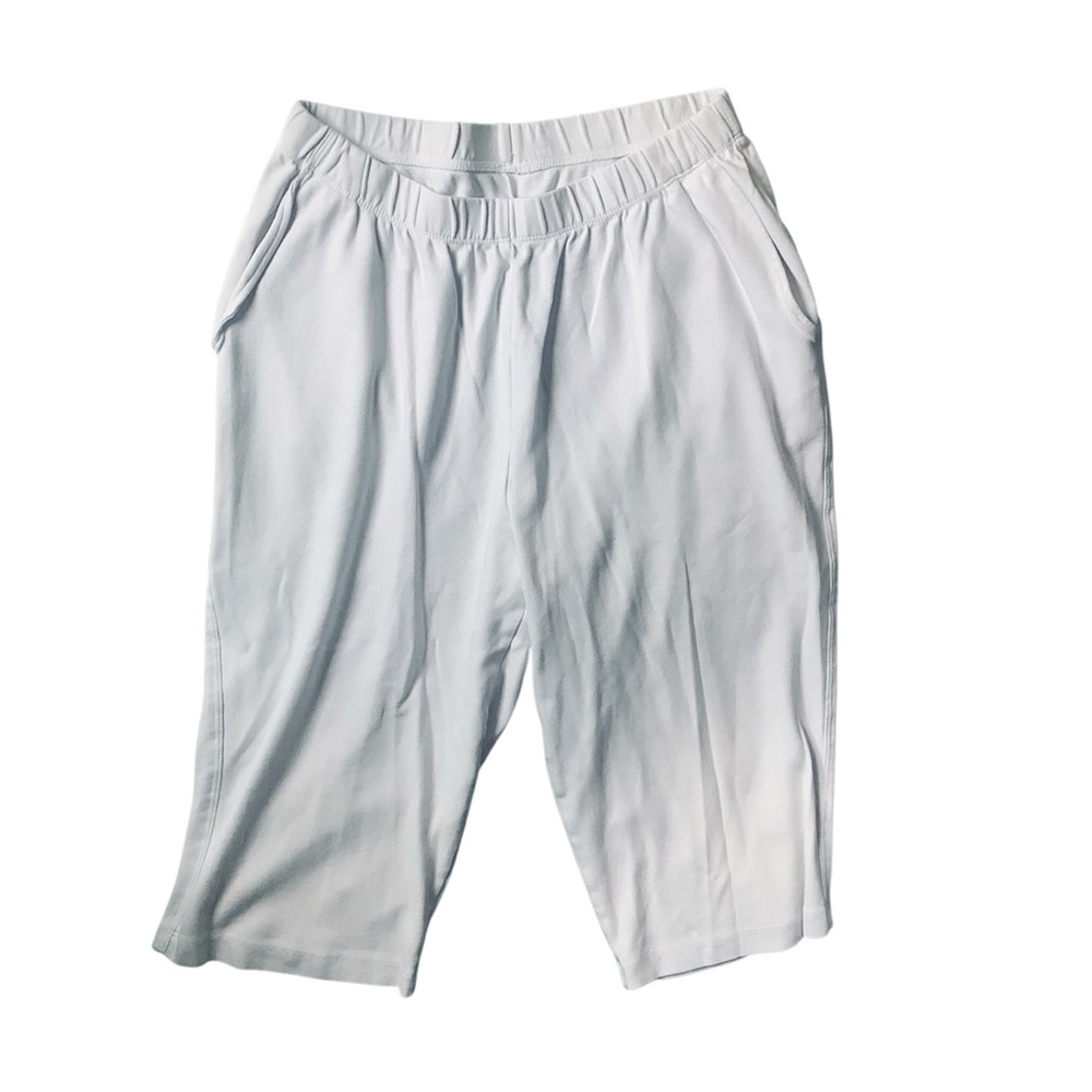 Lands End White Cotton/Spandex Knit Pull On Capris